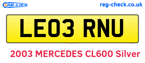 LE03RNU are the vehicle registration plates.