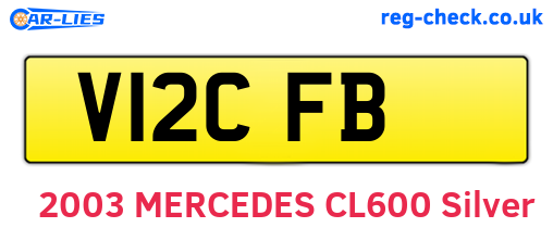 V12CFB are the vehicle registration plates.