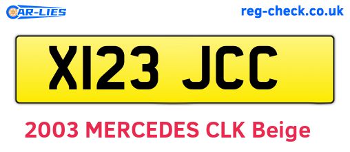 X123JCC are the vehicle registration plates.