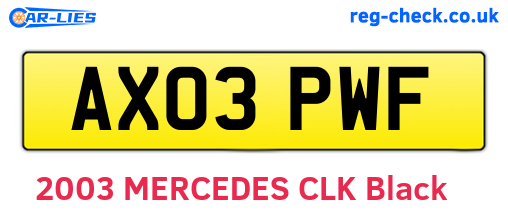 AX03PWF are the vehicle registration plates.