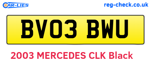 BV03BWU are the vehicle registration plates.