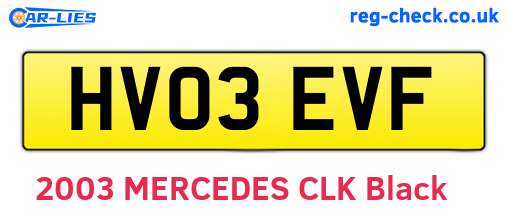 HV03EVF are the vehicle registration plates.
