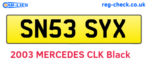 SN53SYX are the vehicle registration plates.