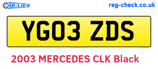 YG03ZDS are the vehicle registration plates.