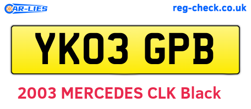 YK03GPB are the vehicle registration plates.