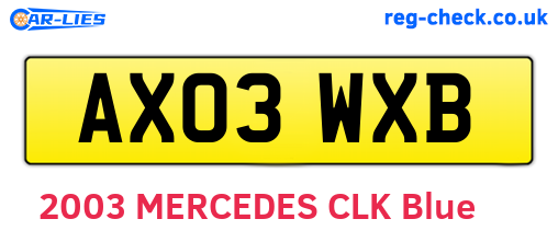 AX03WXB are the vehicle registration plates.