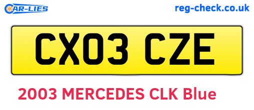 CX03CZE are the vehicle registration plates.
