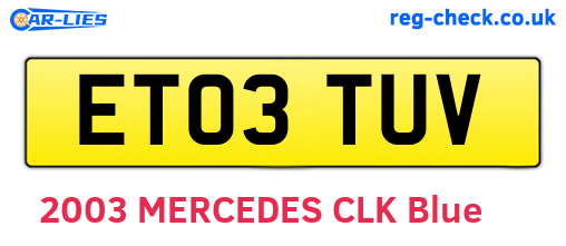 ET03TUV are the vehicle registration plates.
