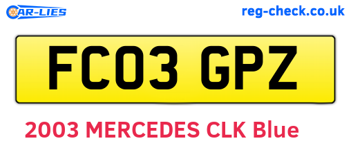 FC03GPZ are the vehicle registration plates.