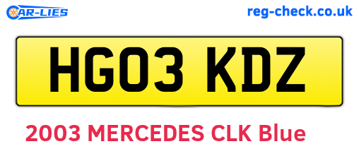 HG03KDZ are the vehicle registration plates.