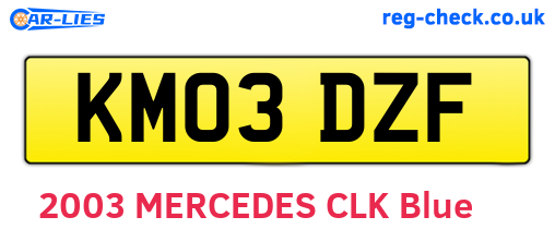 KM03DZF are the vehicle registration plates.