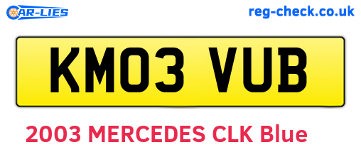 KM03VUB are the vehicle registration plates.