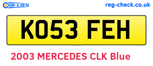 KO53FEH are the vehicle registration plates.