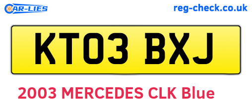 KT03BXJ are the vehicle registration plates.