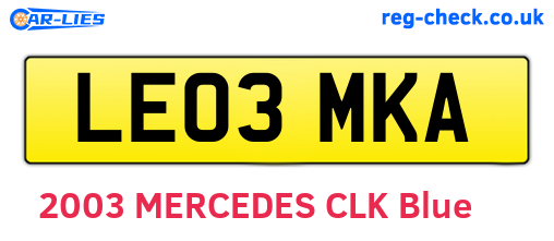 LE03MKA are the vehicle registration plates.