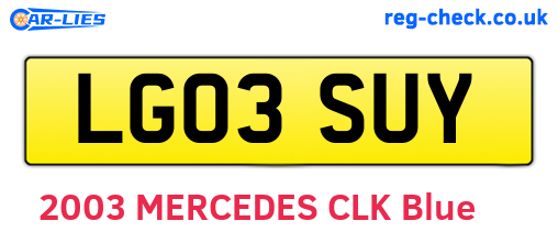 LG03SUY are the vehicle registration plates.