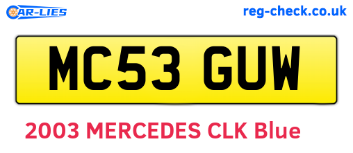 MC53GUW are the vehicle registration plates.