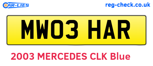 MW03HAR are the vehicle registration plates.