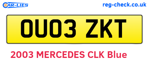 OU03ZKT are the vehicle registration plates.