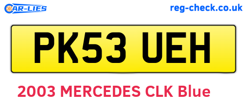 PK53UEH are the vehicle registration plates.