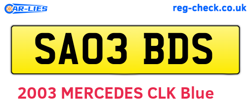 SA03BDS are the vehicle registration plates.