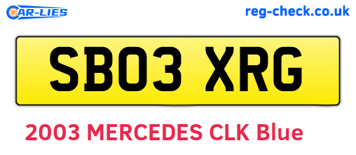 SB03XRG are the vehicle registration plates.