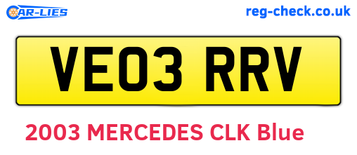 VE03RRV are the vehicle registration plates.