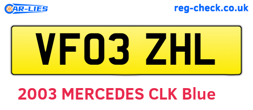 VF03ZHL are the vehicle registration plates.