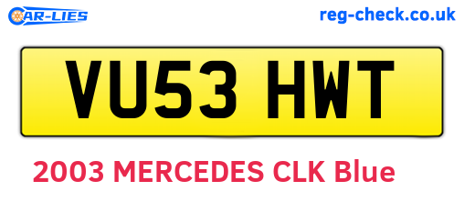 VU53HWT are the vehicle registration plates.