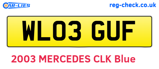 WL03GUF are the vehicle registration plates.