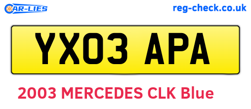 YX03APA are the vehicle registration plates.