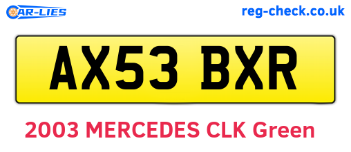 AX53BXR are the vehicle registration plates.