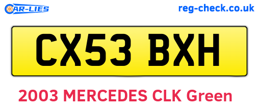 CX53BXH are the vehicle registration plates.
