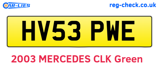HV53PWE are the vehicle registration plates.