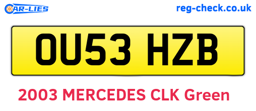 OU53HZB are the vehicle registration plates.