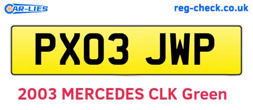 PX03JWP are the vehicle registration plates.