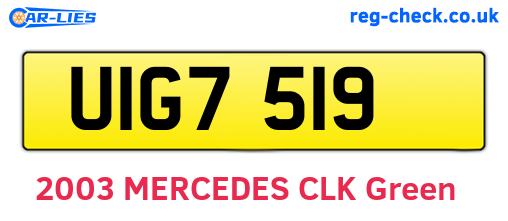 UIG7519 are the vehicle registration plates.