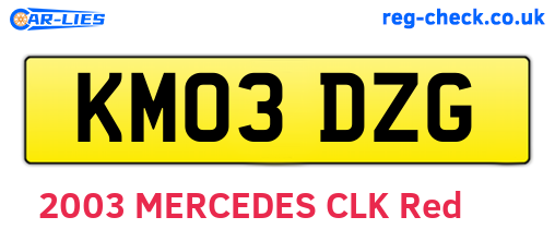 KM03DZG are the vehicle registration plates.