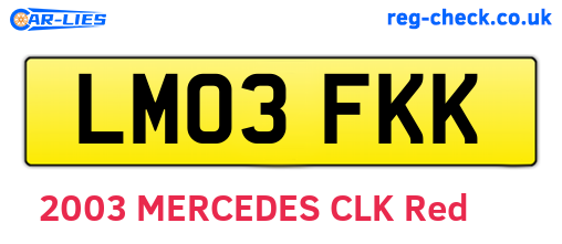 LM03FKK are the vehicle registration plates.