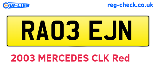 RA03EJN are the vehicle registration plates.