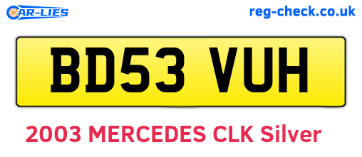 BD53VUH are the vehicle registration plates.