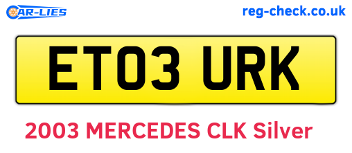 ET03URK are the vehicle registration plates.