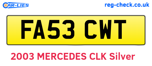 FA53CWT are the vehicle registration plates.