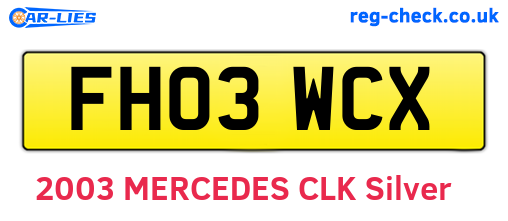 FH03WCX are the vehicle registration plates.