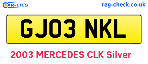 GJ03NKL are the vehicle registration plates.