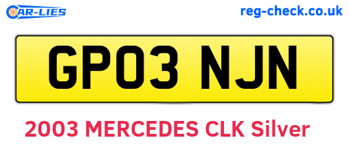 GP03NJN are the vehicle registration plates.