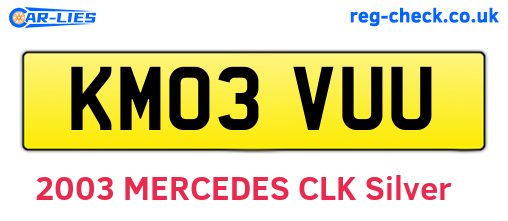 KM03VUU are the vehicle registration plates.