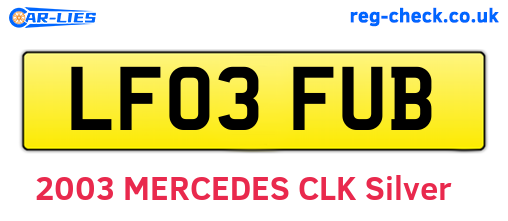 LF03FUB are the vehicle registration plates.