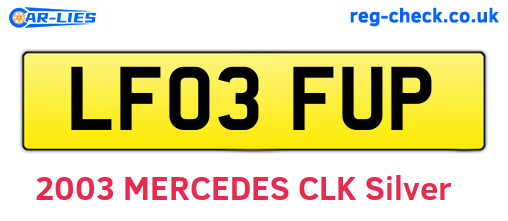 LF03FUP are the vehicle registration plates.