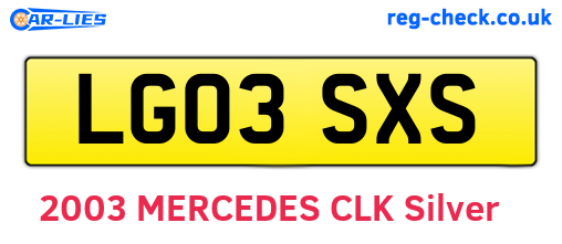 LG03SXS are the vehicle registration plates.